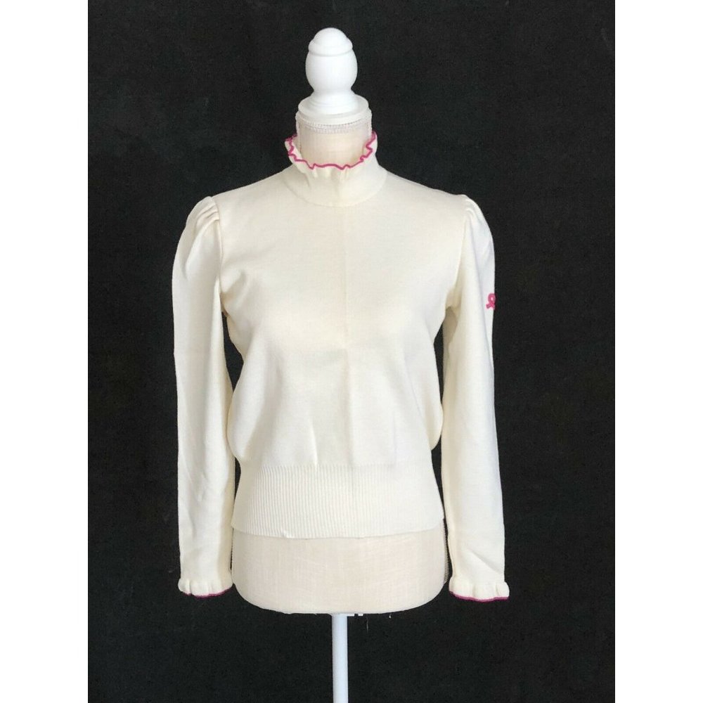 RARE Demetre Wool Sweater Cream W Pink Trim